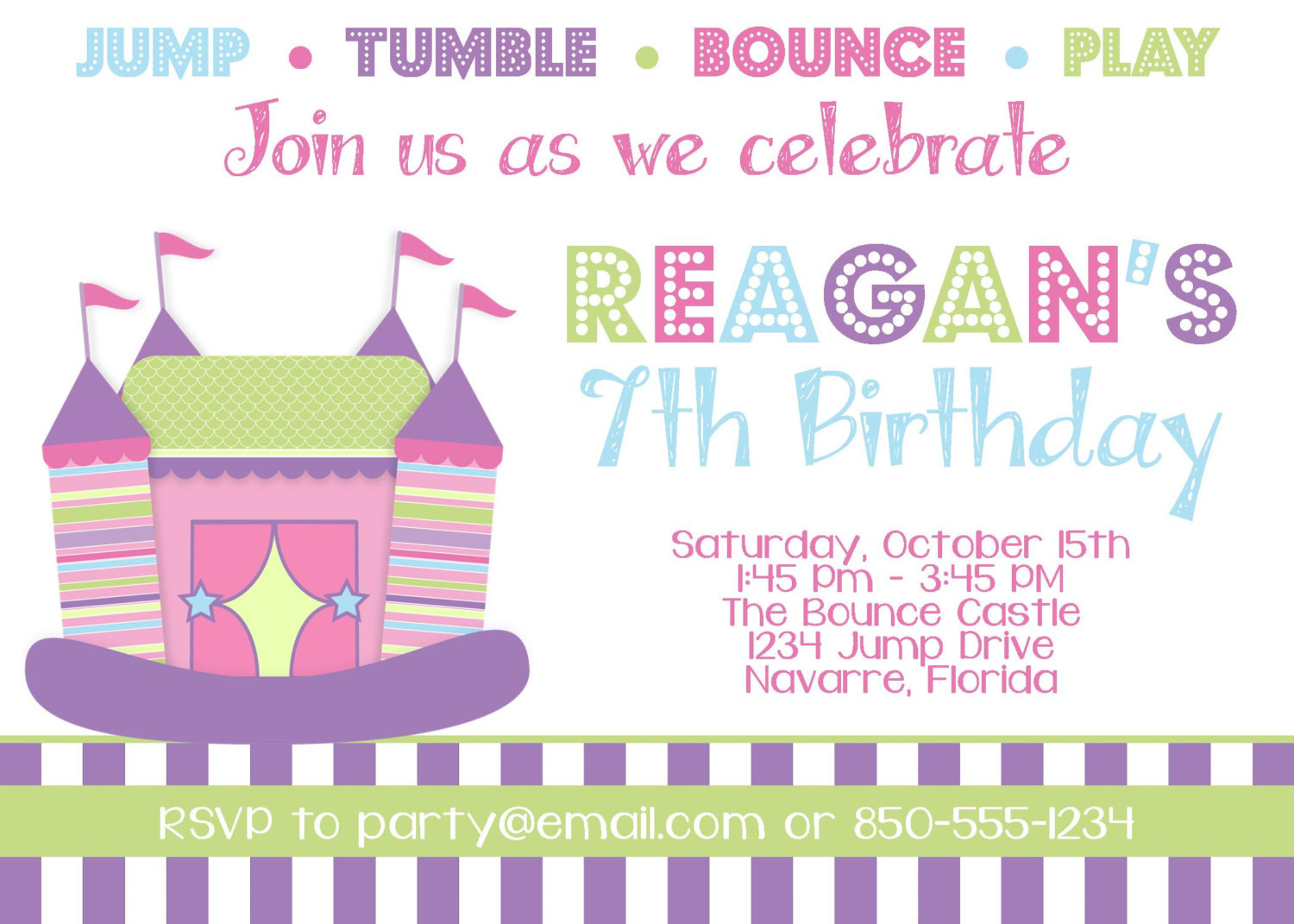 Bounce House Birthday Party Invitations
 BOUNCE HOUSE Birthday Party 5x7 Invitation by PartySoPerfect