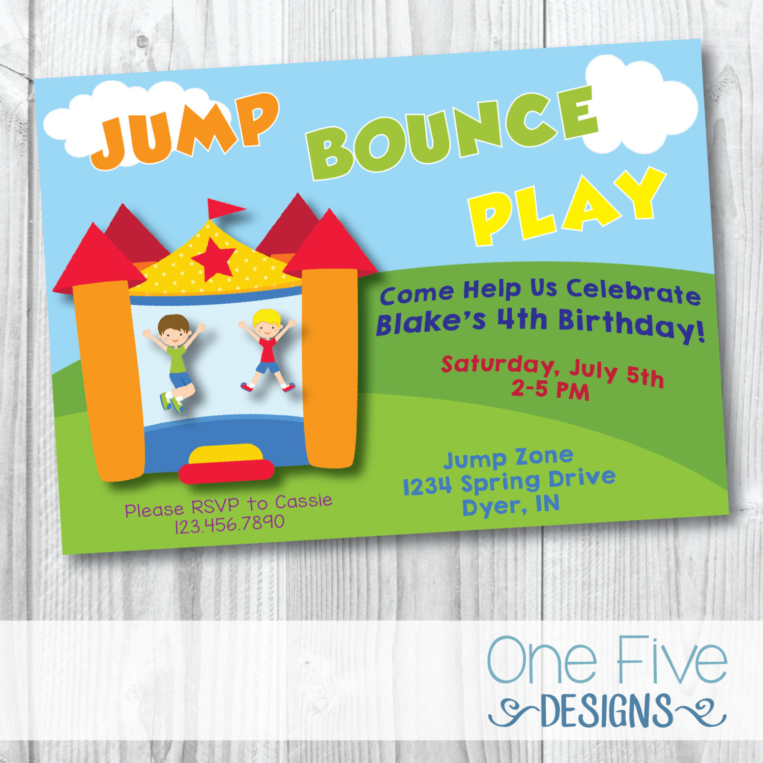 Bounce House Birthday Party Invitations
 Bounce House Birthday Party Invitation Printable 5x7