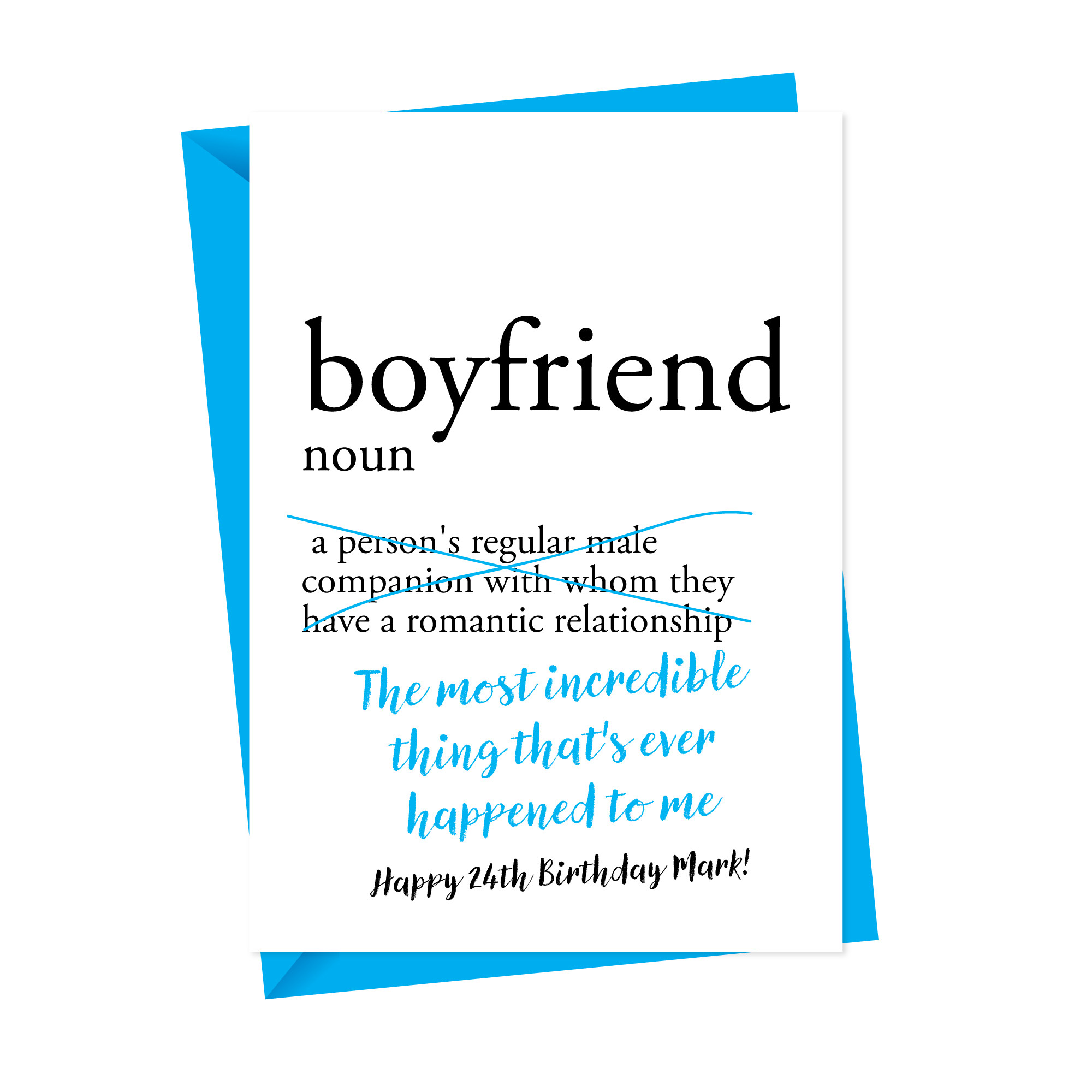 Boyfriend Birthday Cards
 Dictionary Boyfriend Personalised Birthday Card A is for