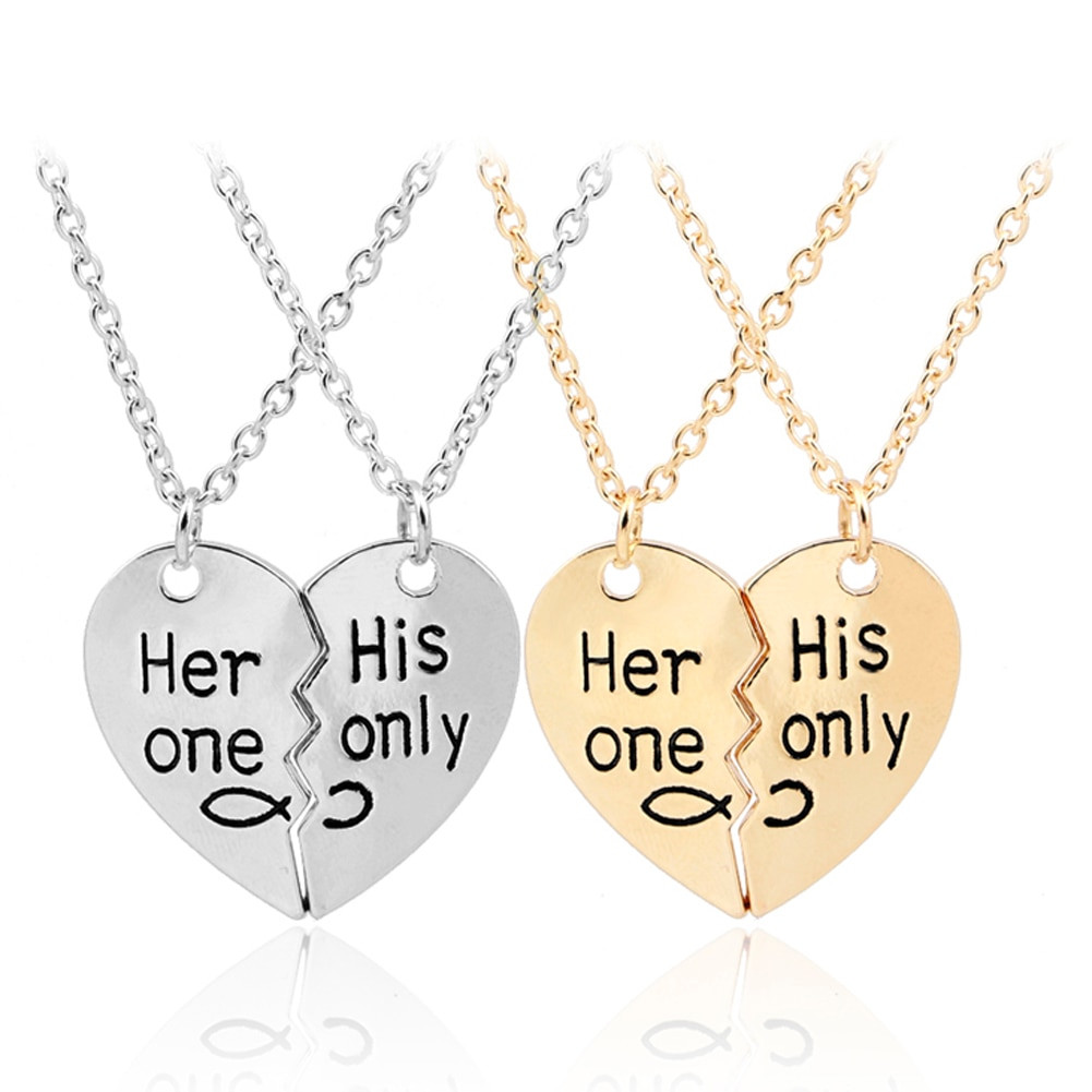 Boyfriend Girlfriend Necklaces
 1Pair Set her one his only couple Necklaces jewelry Heart