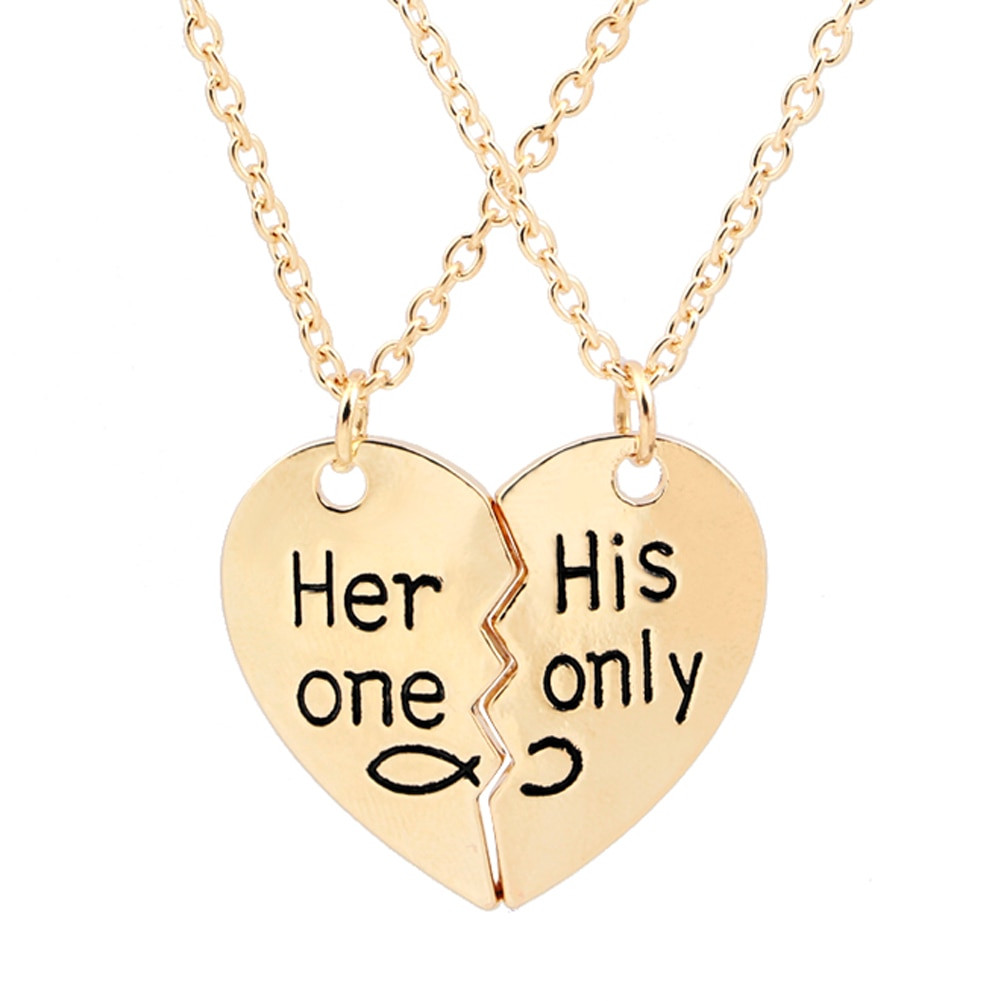 Boyfriend Girlfriend Necklaces
 "her e His ly" Couple Necklaces Jewelry Heart Pendant