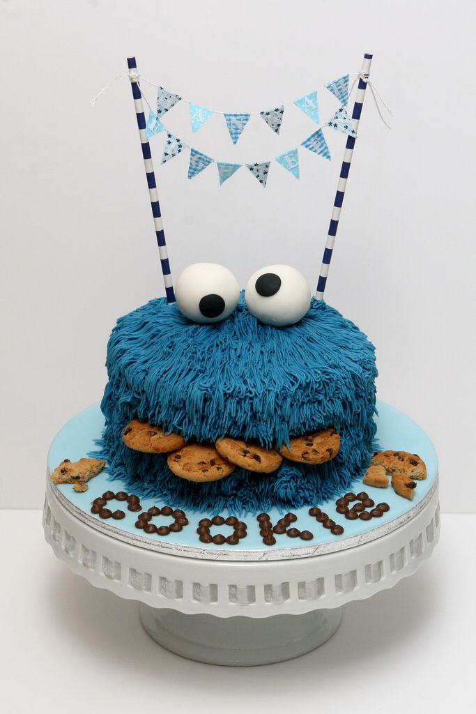 Boys First Birthday Cake
 Cookie Monster Cake With images