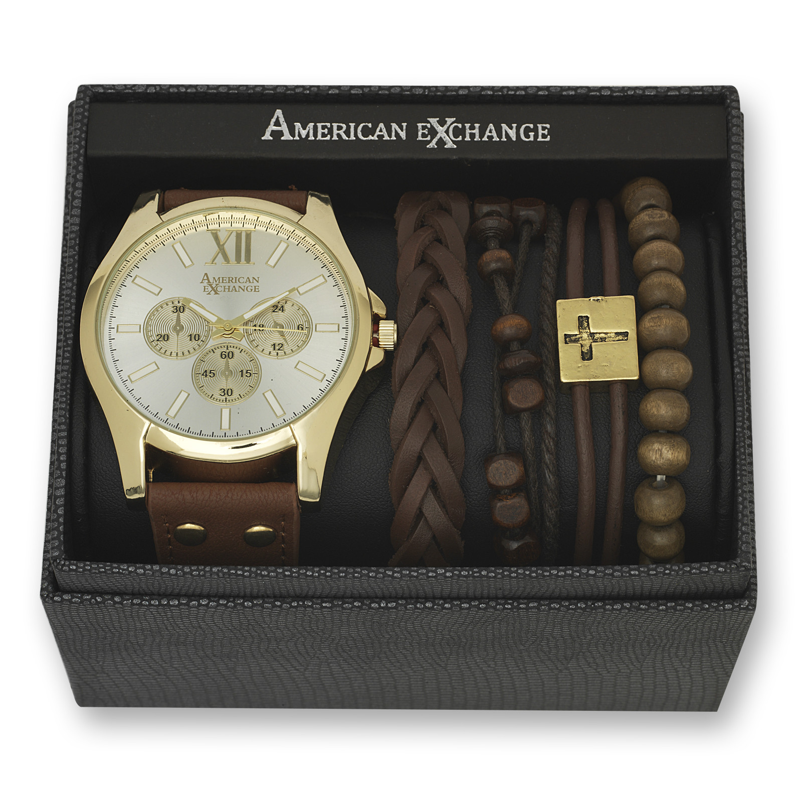 Bracelet And Watch Set
 American Exchange Men s Gold and White Dial Watch and