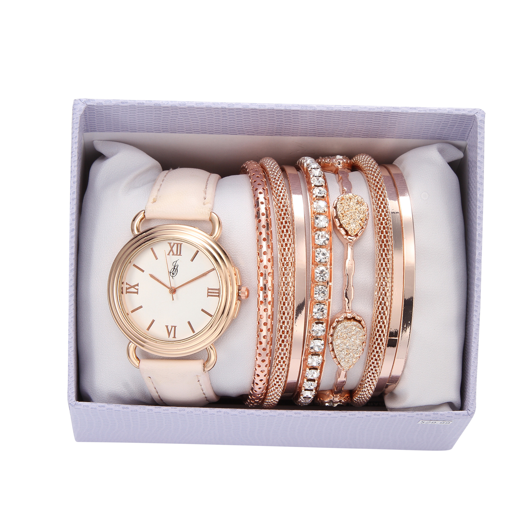 Bracelet And Watch Set
 Laura Scott La s Rose Gold Blush Leather Strap Bracelet