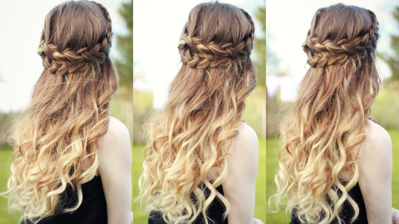 Braided Curls Hairstyle
 Beautiful Half Down Half Up Braided Hairstyle with curls