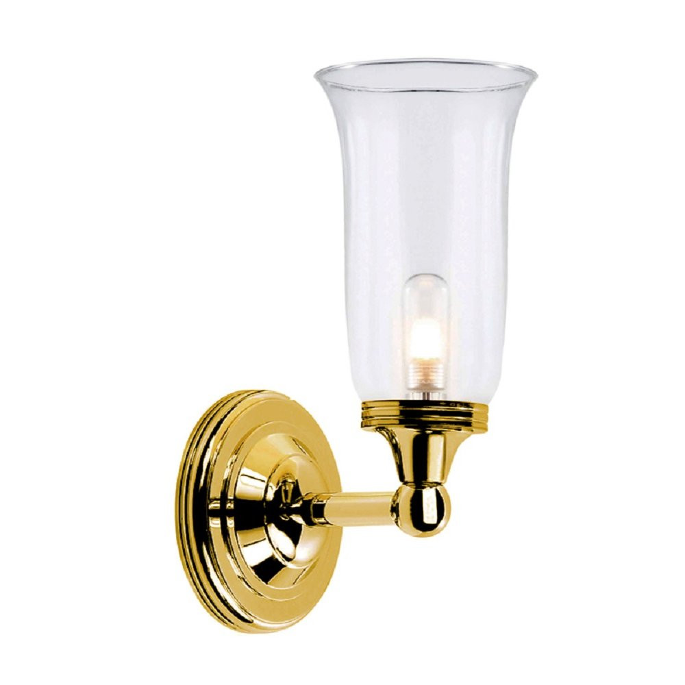 Brass Bathroom Light Fixtures
 Polished Brass Bathroom Wall Light with Storm Glass Shade