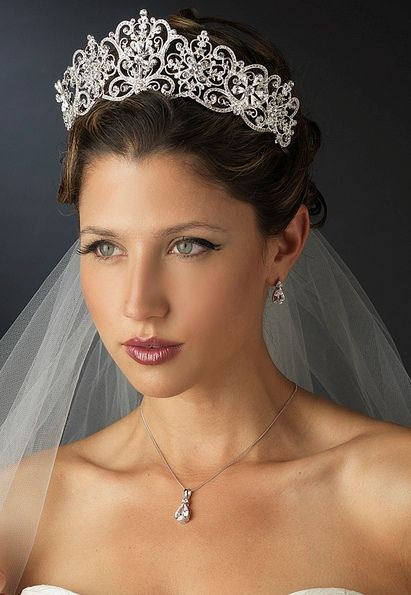 Brides Hairstyles With Tiara
 719 best Wedding Bridal Veils & Tiaras images on