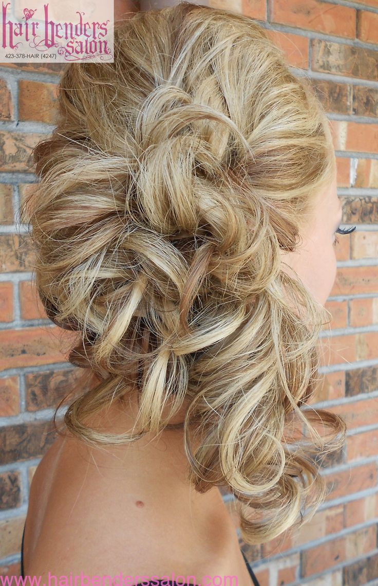 Bridesmaid Side Hairstyles
 Curls pinned to side side ponytail