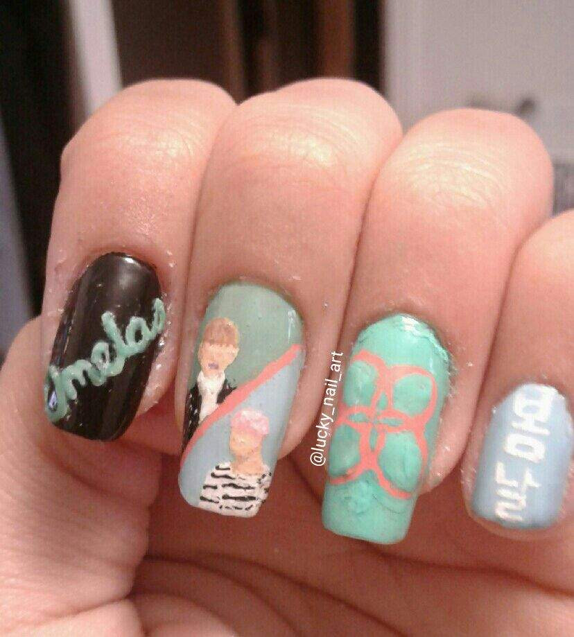 Bts Nail Designs
 BTS Spring Day Nail Art