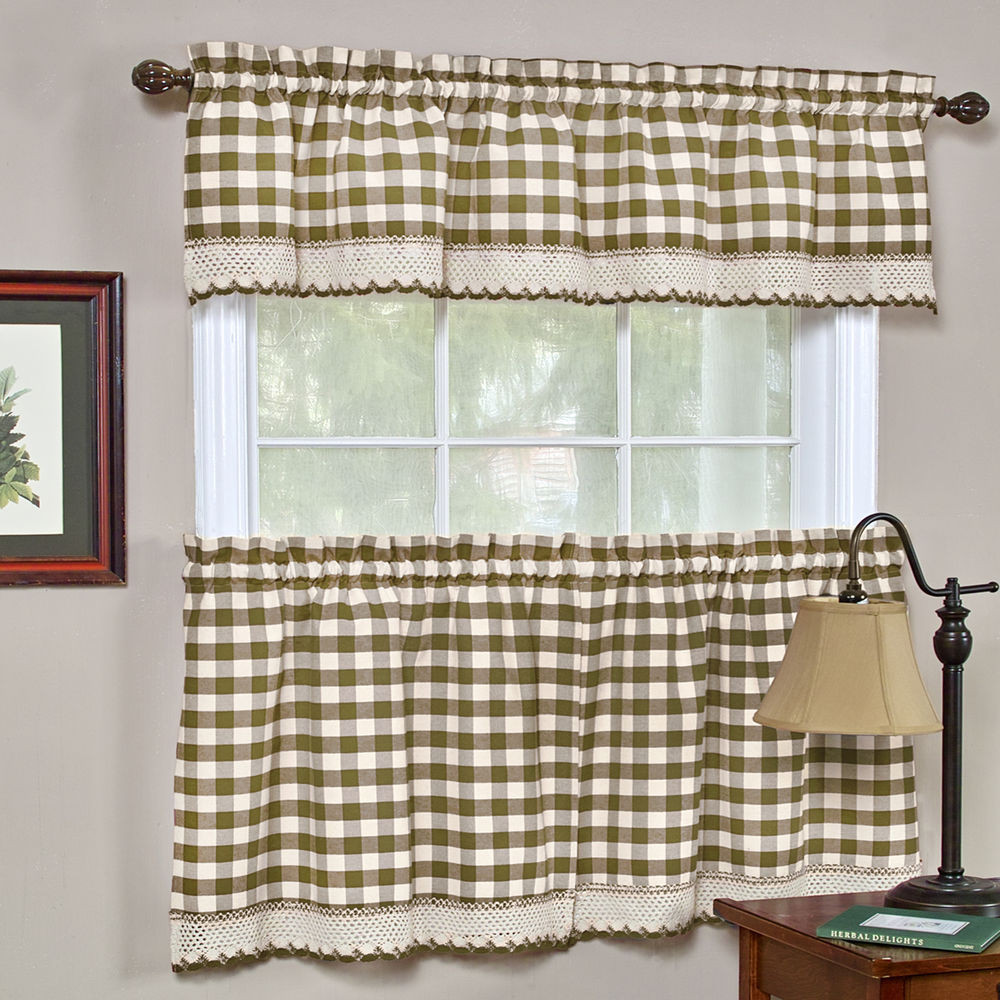 Buffalo Check Kitchen Curtains
 Buffalo Check Taupe Gingham Kitchen Curtain Window