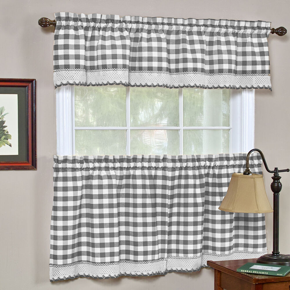 Buffalo Check Kitchen Curtains
 Buffalo Check Gingham Kitchen Curtains Tiers or Valance