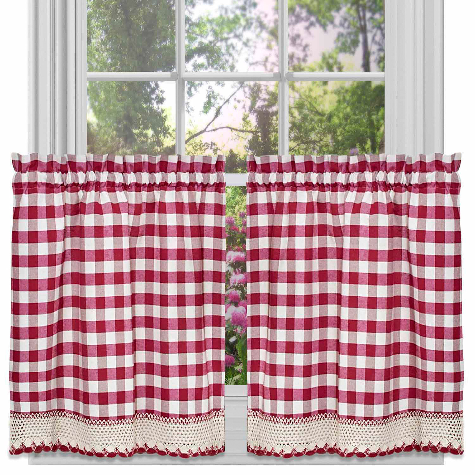 Buffalo Check Kitchen Curtains
 Buffalo Check Kitchen Curtains Set of 2 Tiers Walmart