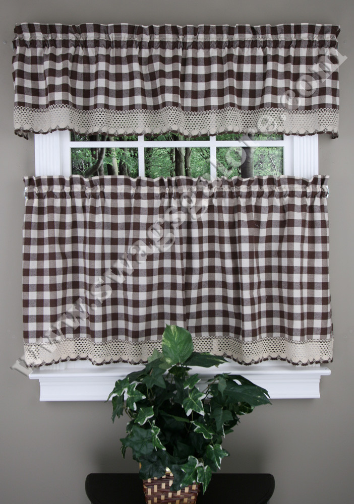 Buffalo Check Kitchen Curtains
 Buffalo Check Decorative Window Treatment Burgundy