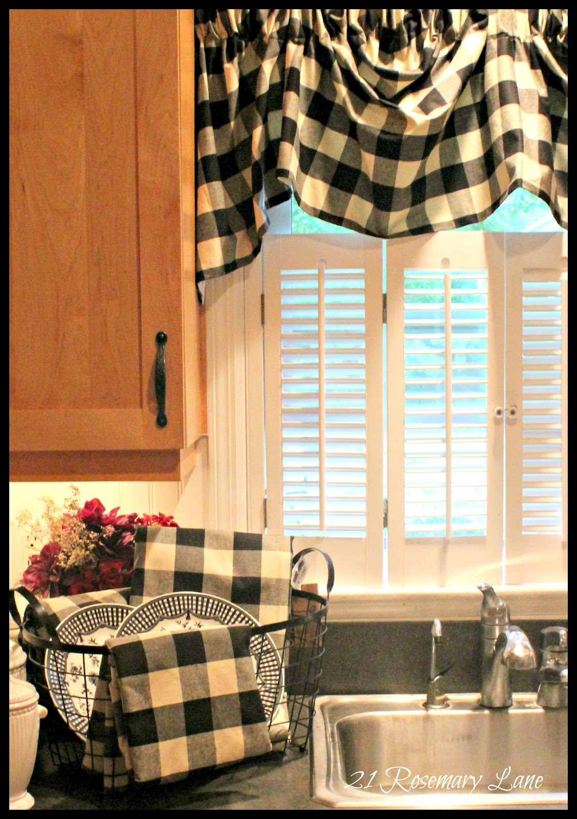 Buffalo Check Kitchen Curtains
 21 Rosemary Lane A Few New Items for My Kitchen Black