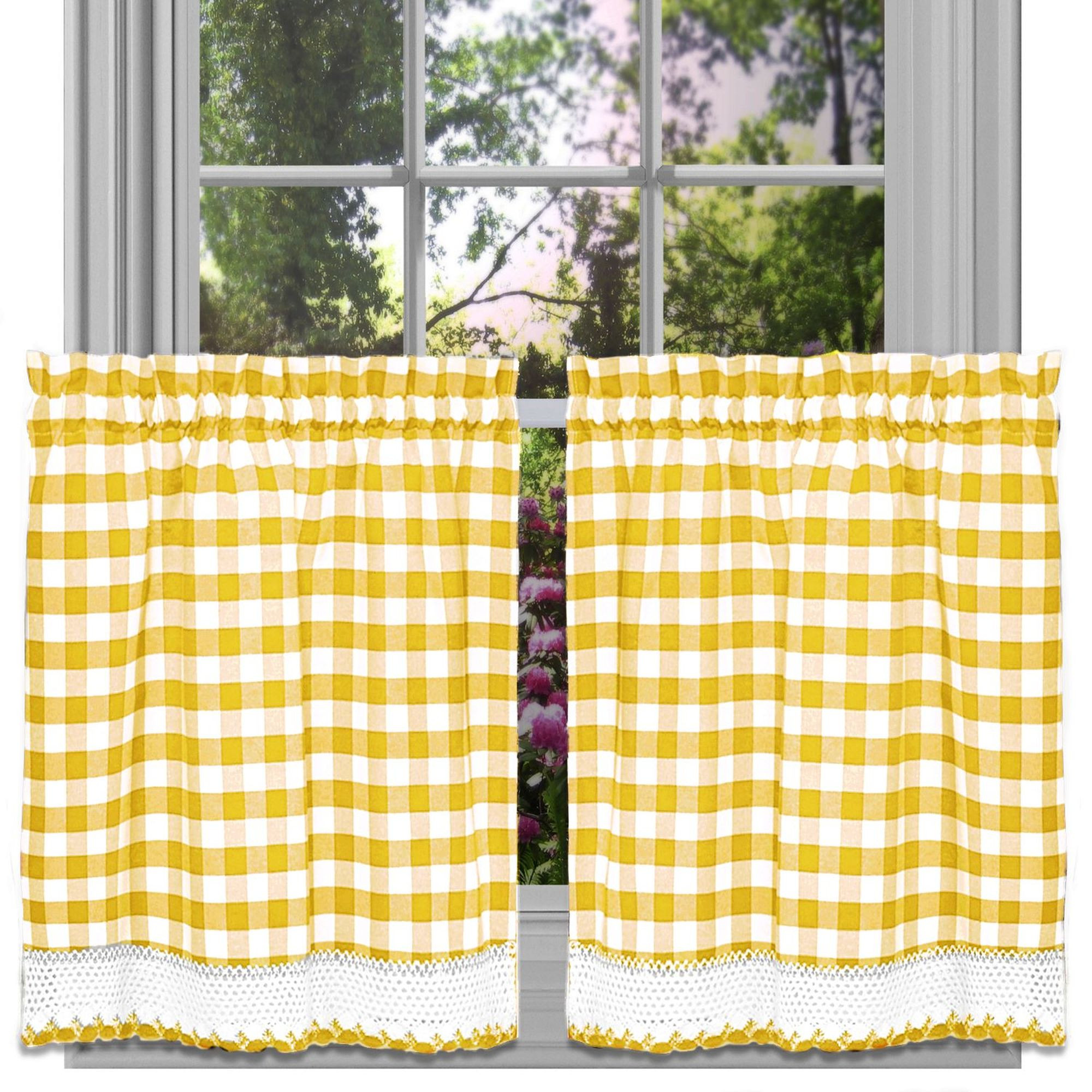 Buffalo Check Kitchen Curtains
 Achim Buffalo Check Kitchen Curtains Set of 2 Tiers