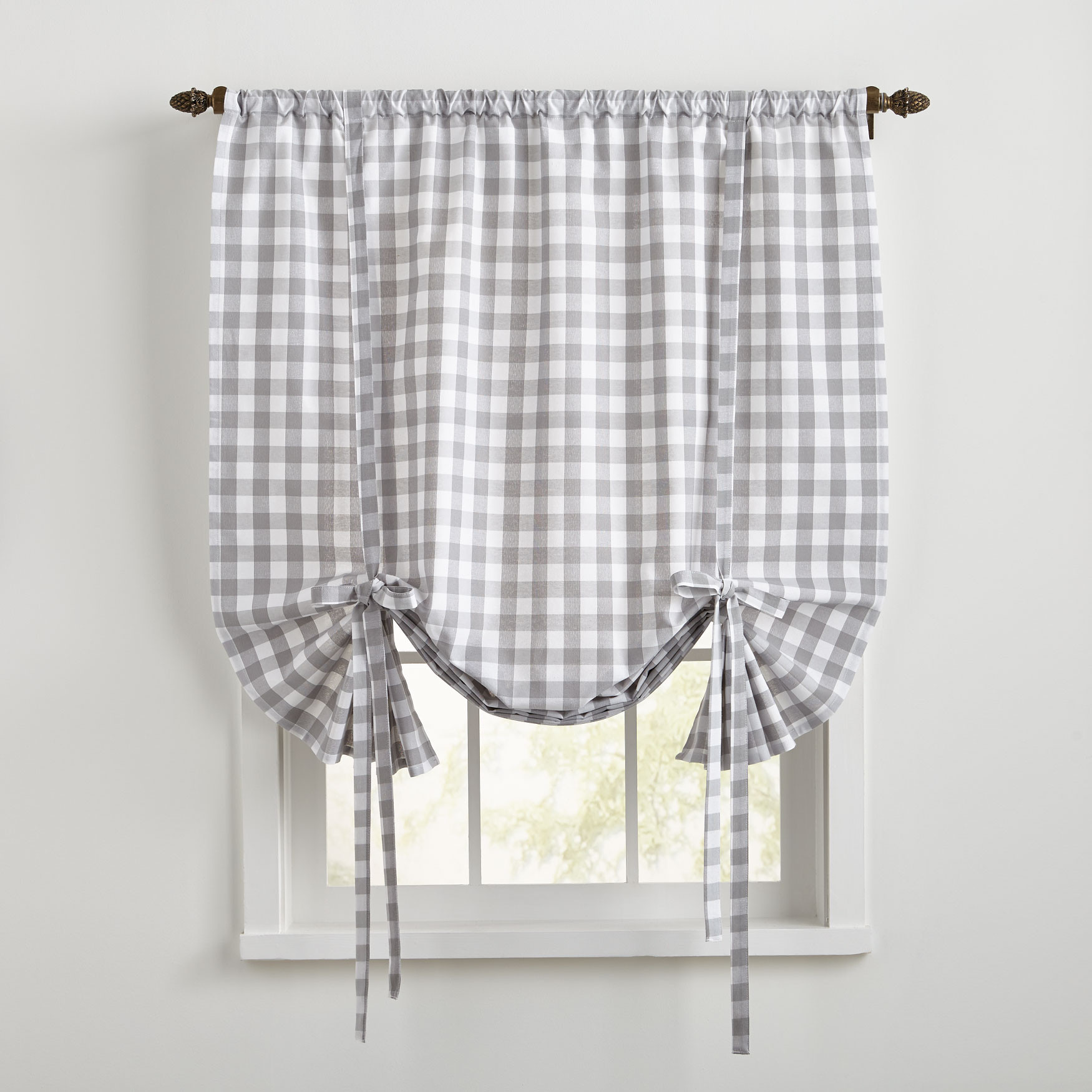 Buffalo Check Kitchen Curtains
 Buffalo Check Tie Up Window Shade Kitchen Curtains