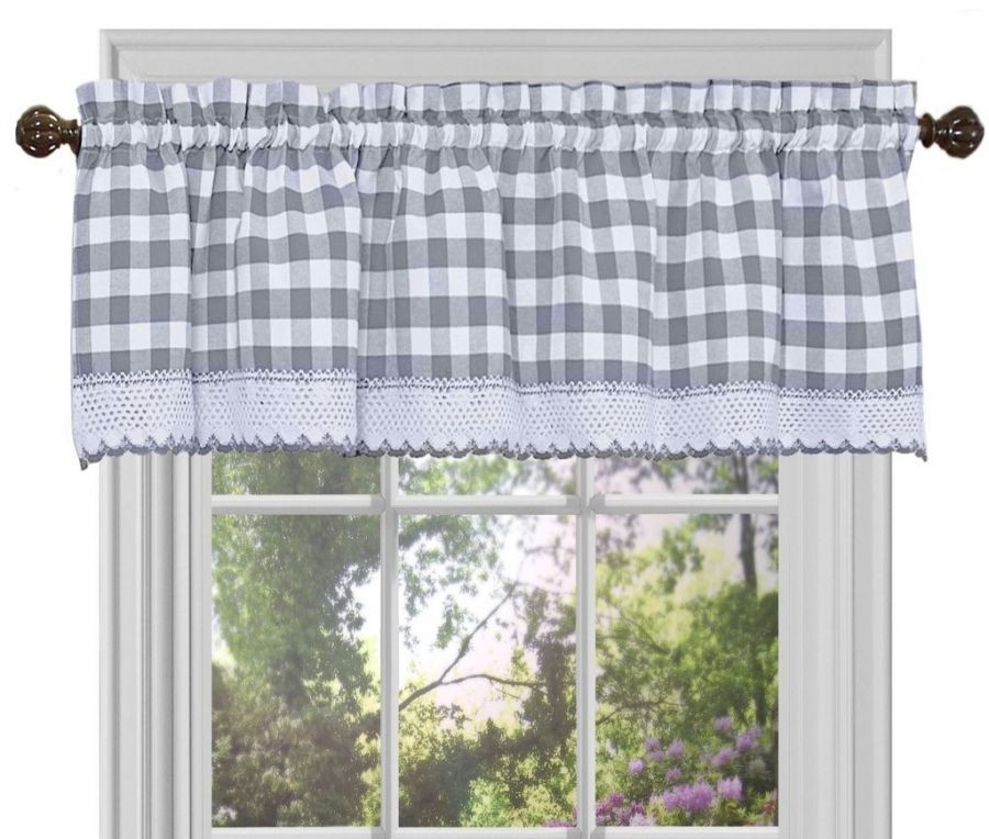 Buffalo Check Kitchen Curtains
 Achim Buffalo Check Gray Kitchen Curtain Window Treatments