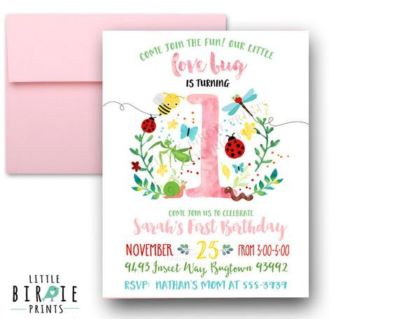 Bug Birthday Invitations
 BUG Invitation BUG Birthday invitation Bug first birthday