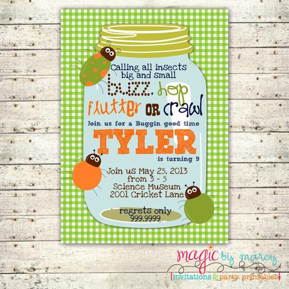 Bug Birthday Invitations
 Items similar to Digital Custom Bug themed birthday