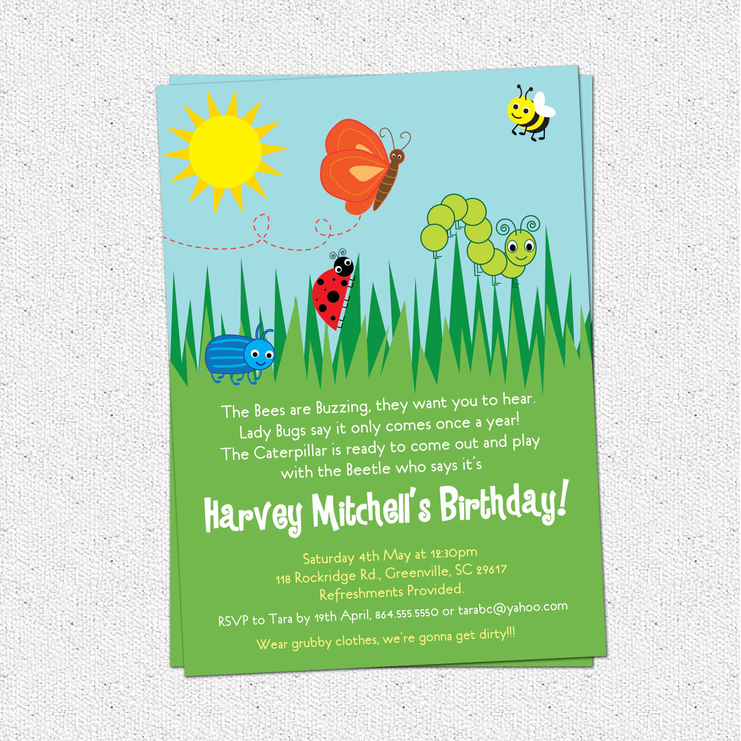 Bug Birthday Invitations
 Bug Insects Birthday Party Invitation Summer Butterfly Bee