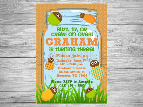 Bug Birthday Invitations
 Bug Birthday Party Invitation Insect Birthday by SimplyPRINTly