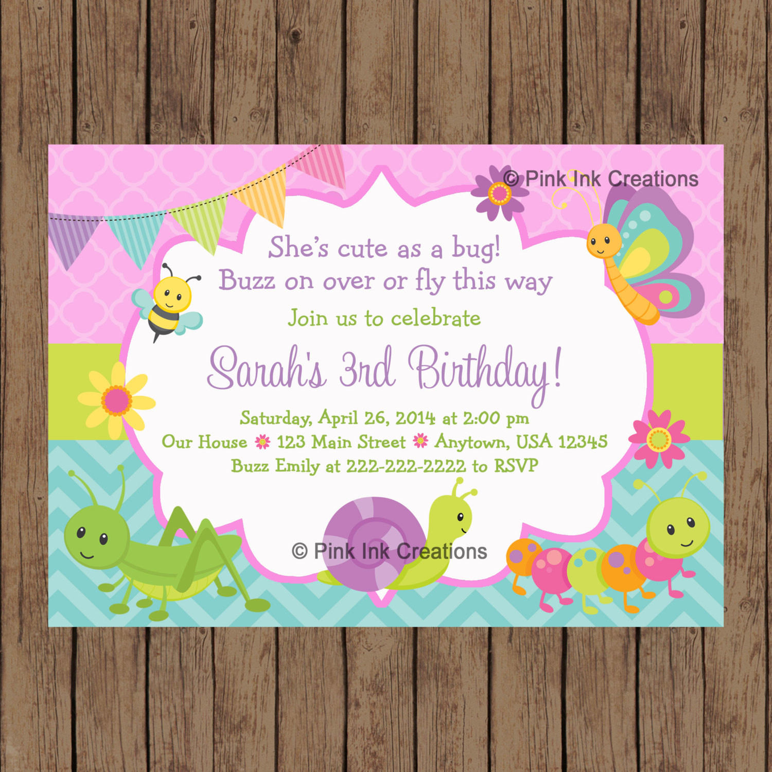 Bug Birthday Invitations
 CUTE as a BUG Birthday Invitation Garden Birthday Invitation