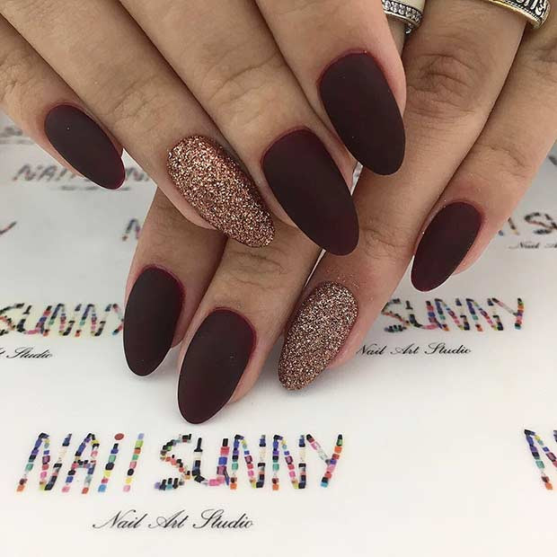 Burgundy Glitter Nails
 10 Chic Burgundy Nails You’ll Fall in Love With crazyforus