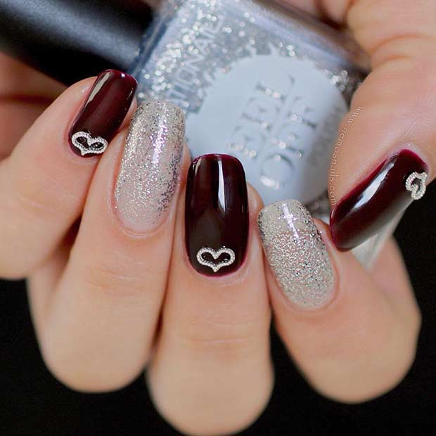 Burgundy Glitter Nails
 43 Chic Burgundy Nails You ll Fall in Love With