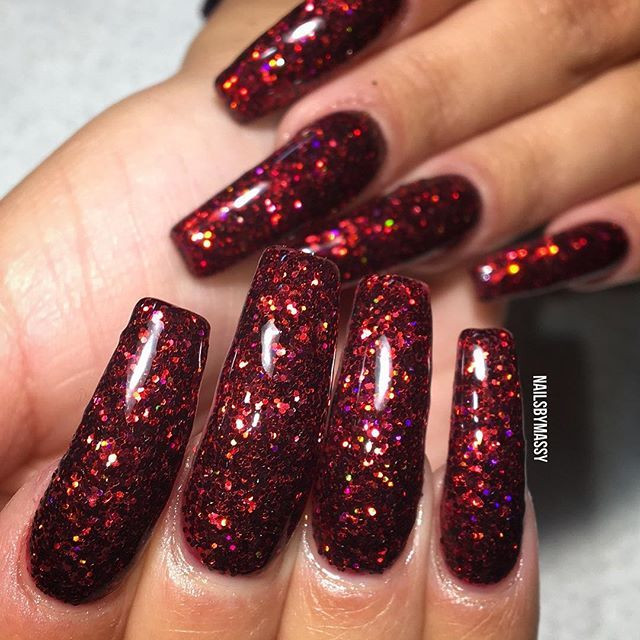 Burgundy Glitter Nails
 This burgundy glitter 🔥 nails njnails nycnails