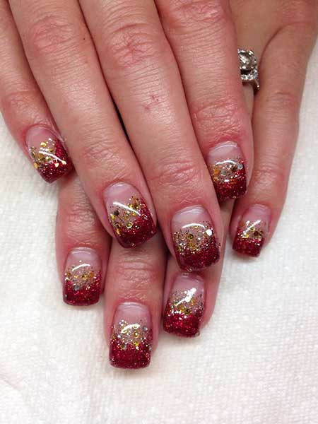 Burgundy Glitter Nails
 21 Burgundy Nails with Gold Glitter