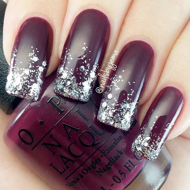 Burgundy Glitter Nails
 21 Stunning Burgundy Nails Designs That will Conquer Your