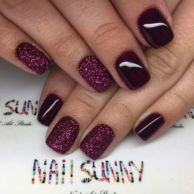 Burgundy Glitter Nails
 43 Chic Burgundy Nails You ll Fall in Love With