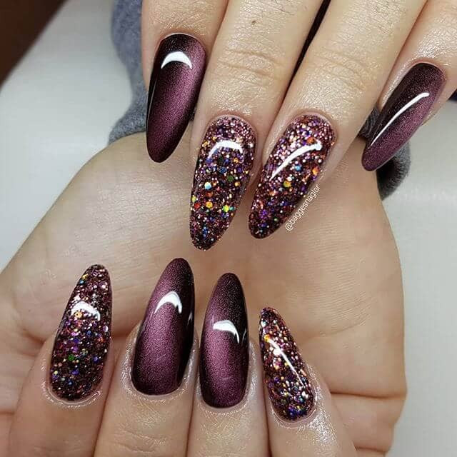 Burgundy Glitter Nails
 50 Sultry Burgundy Nail Ideas to Bring out Your Inner y