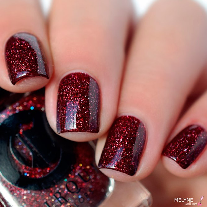 Burgundy Glitter Nails
 Gorgeous Burgundy Nail Polish