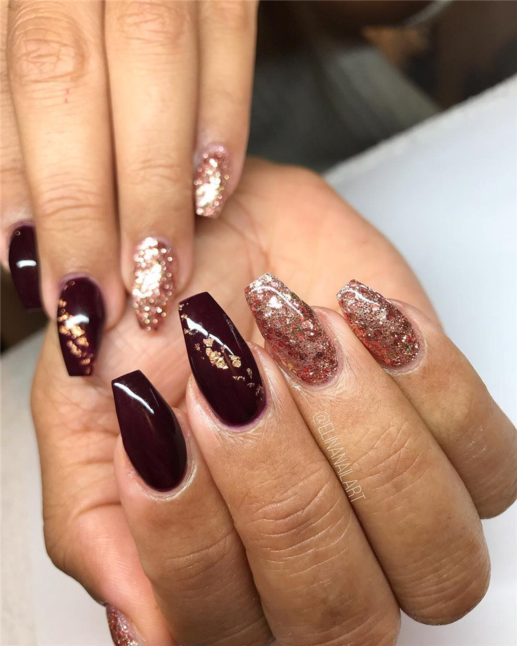 Burgundy Glitter Nails
 25 Stunning Burgundy Nail Designs To Make Your Summer y