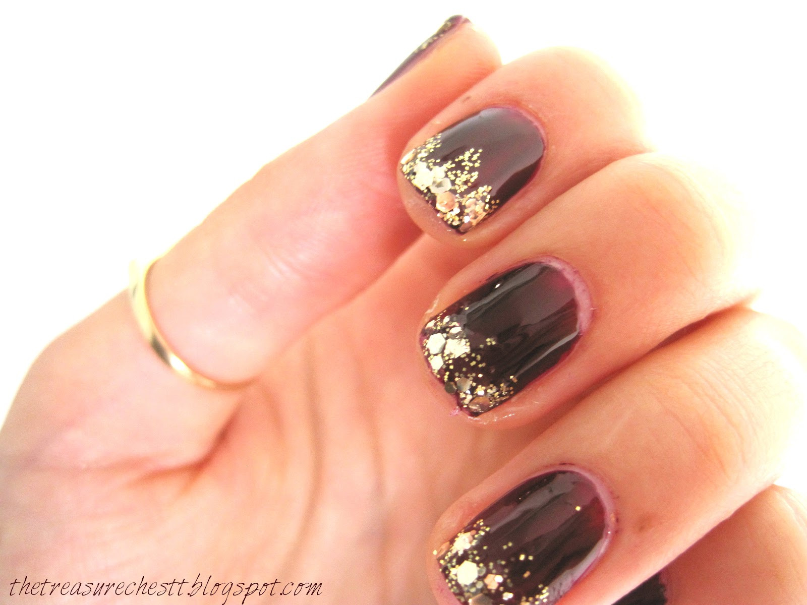 Burgundy Glitter Nails
 The Treasure Chest Oxblood Glitter Nails