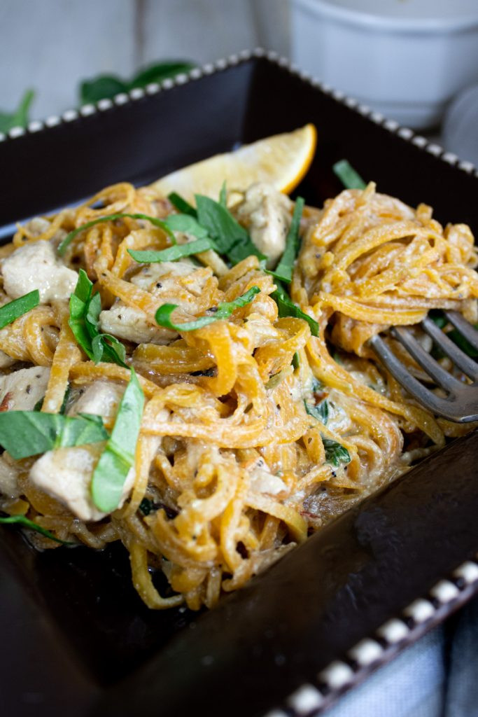 Butternut Squash Noodles Paleo
 butternut squash noodles with chicken & cream sauce