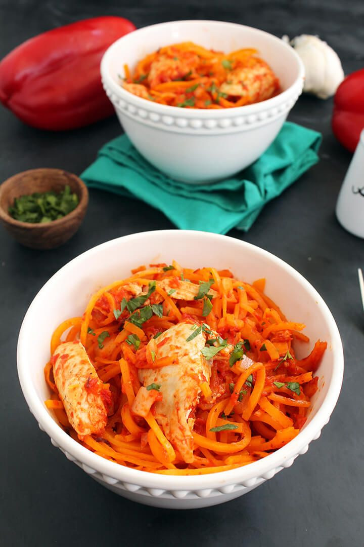 Butternut Squash Noodles Paleo
 Red Pepper and Butternut Squash Noodles with Chicken