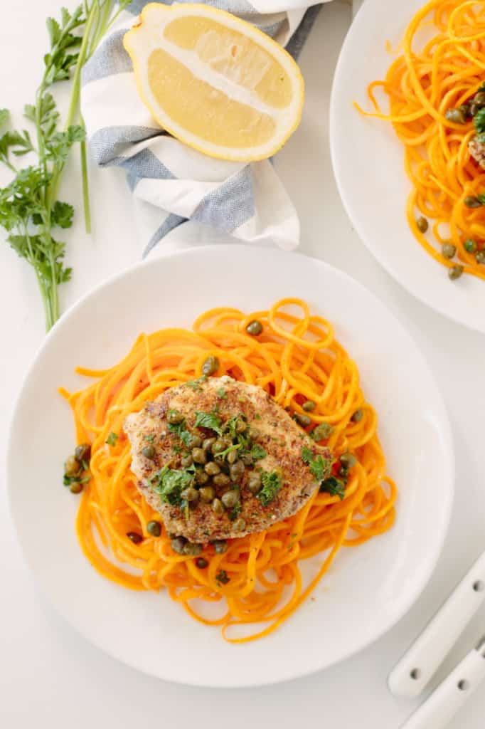 Butternut Squash Noodles Paleo
 Paleo Chicken Piccata with Butternut Squash Noodles