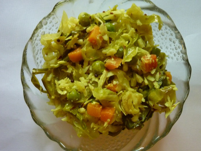 Cabbage Recipes South Indian
 South Indian Style Cabbage Carrot and Peas recipe