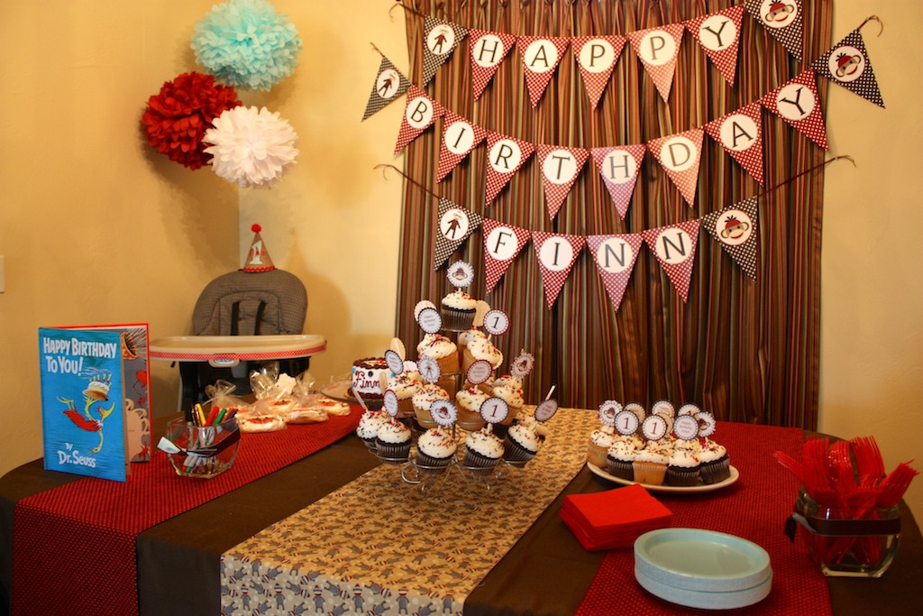 Cake Table Decorations For Birthday
 Sock Monkey Themed First Birthday Party Ideas