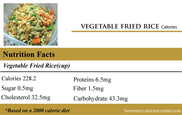 Calories Fried Rice
 calories in Ve able Fried Rice How Many Calories Counter