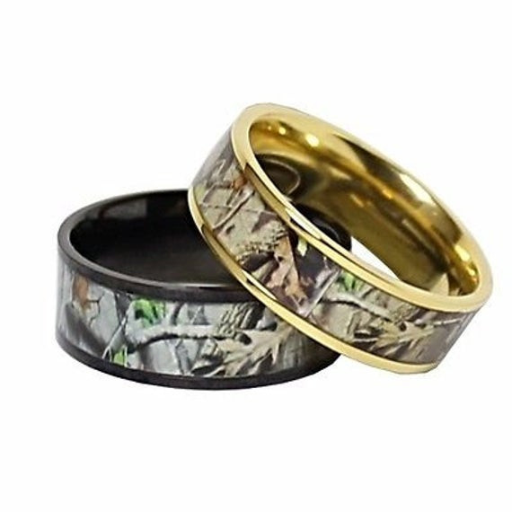 Camo Wedding Ring Sets For Him And Her
 Camo Wedding Ring Set for Him and Her Titanium by