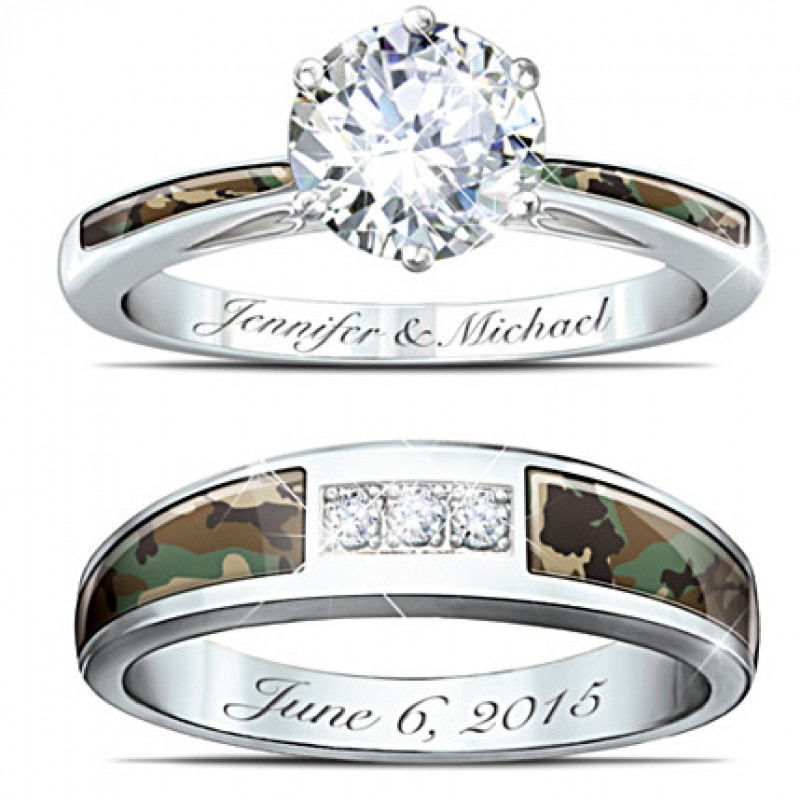 Camo Wedding Ring Sets His And Hers
 Camo His And Hers Personalized Diamonesk Wedding Ring Set