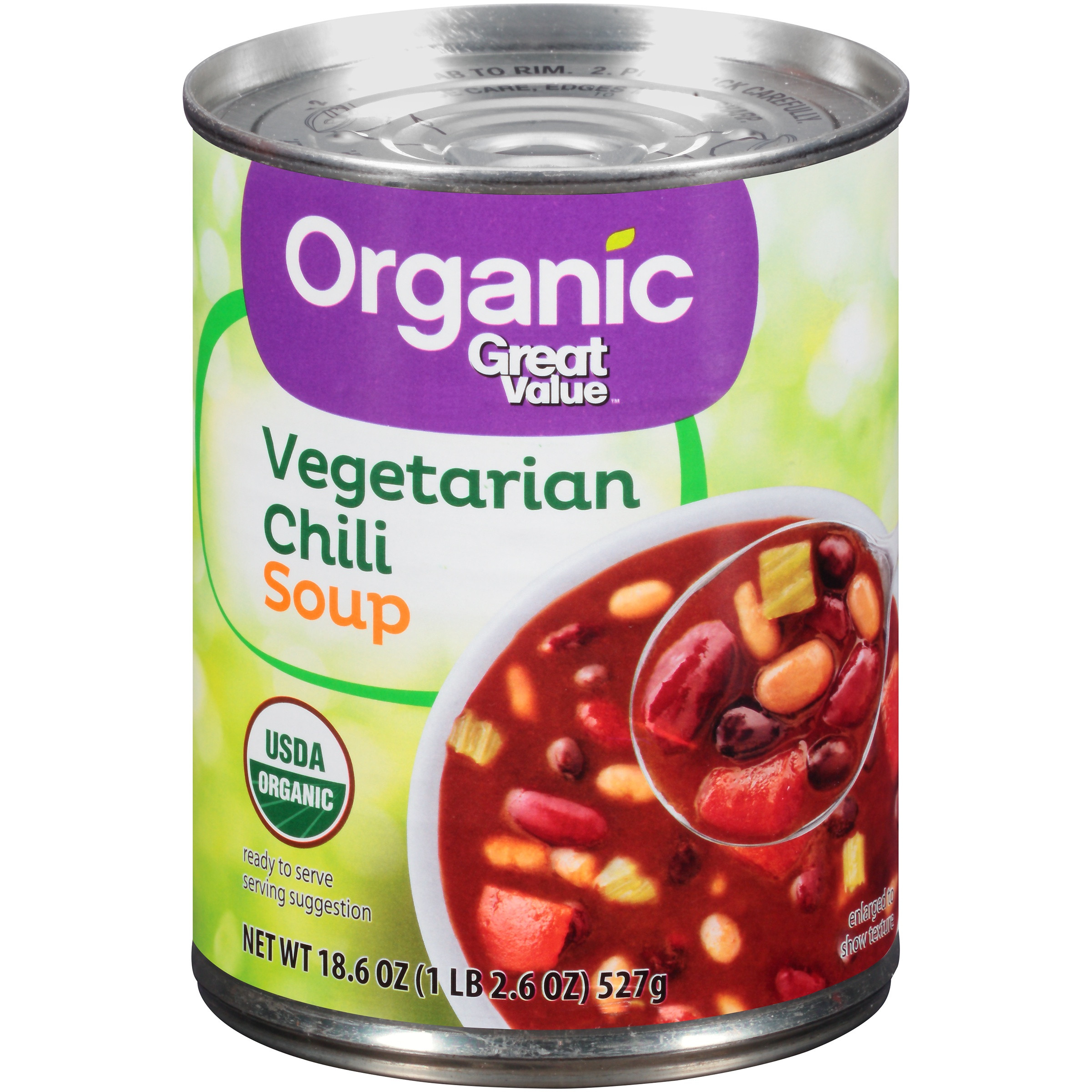 Canned Vegetarian Chili
 4 Pack Great Value Organic Ve arian Chili Canned Soup
