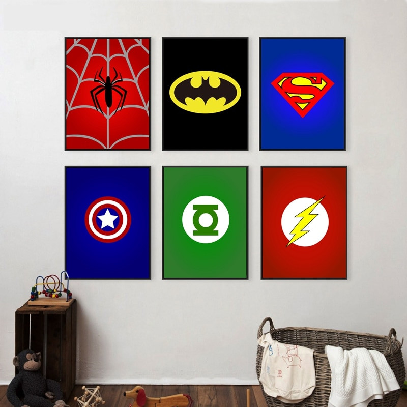 Canvas Art For Kids Room
 Superhero Avenger Batman Spiderman Canvas Painting For