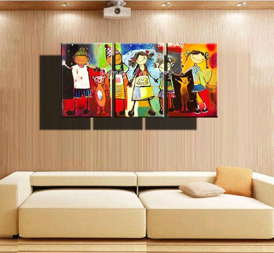 Canvas Art For Kids Room
 3 panel abstract handmade decorative canvas wall art Kids