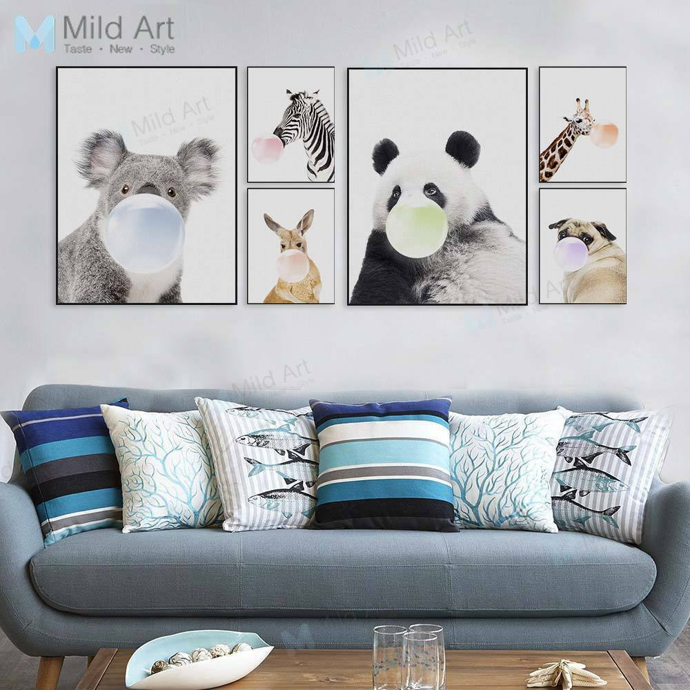 Canvas Art For Kids Room
 Cute Animal Panda Koala Dog A4 Poster Canvas Art Nordic