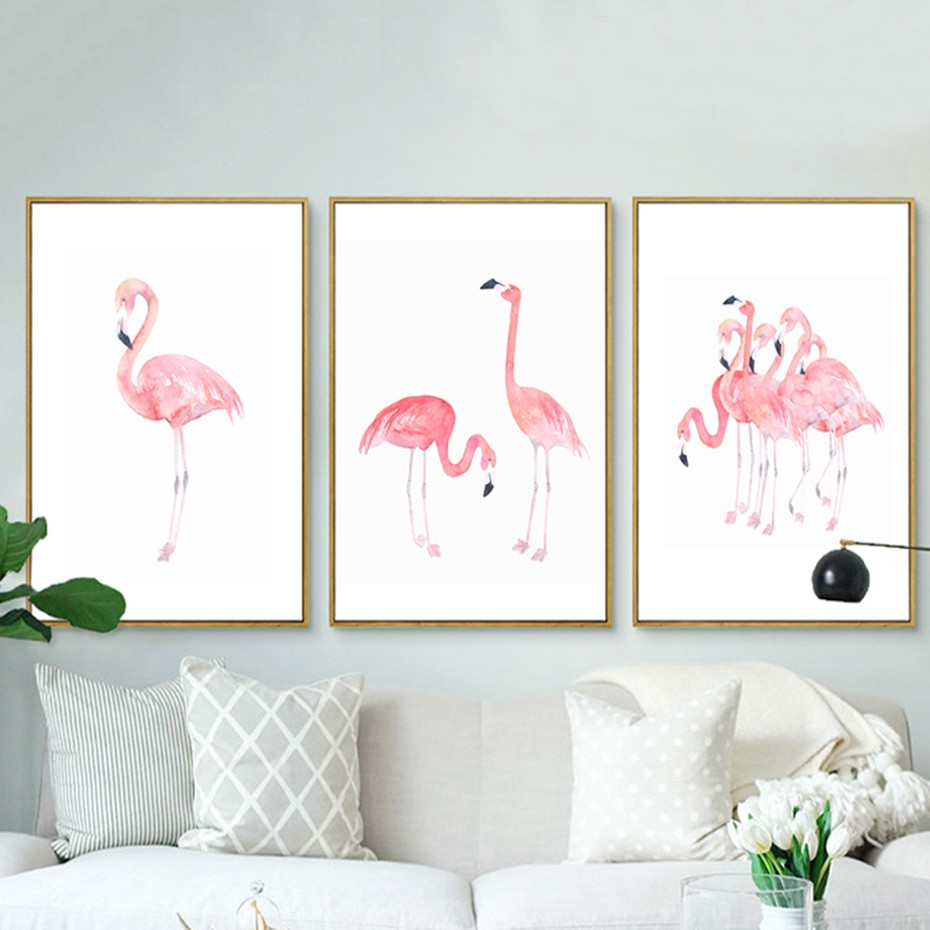 Canvas Art For Kids Room
 Modern Pink Flamingos Canvas Paintings Princess Wall Art