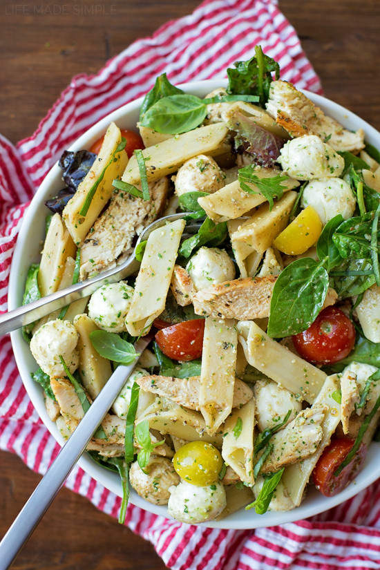 Caprese Pesto Pasta Salad
 Chicken Caprese Pasta Salad with Pesto Dressing Life